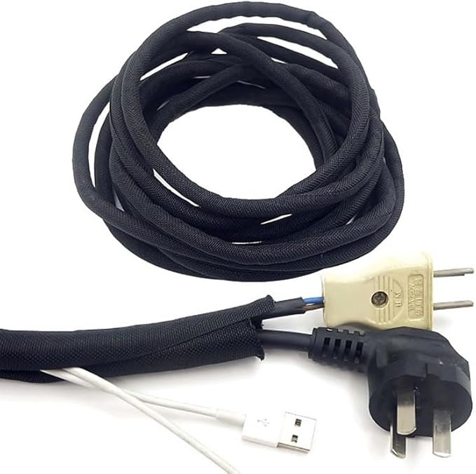 Braided Split Wire Loom Black Wire Cover Protective Harness Tubing Cable Management Self Wrap Cord Sleeve Mesh Woven 1"-24ft