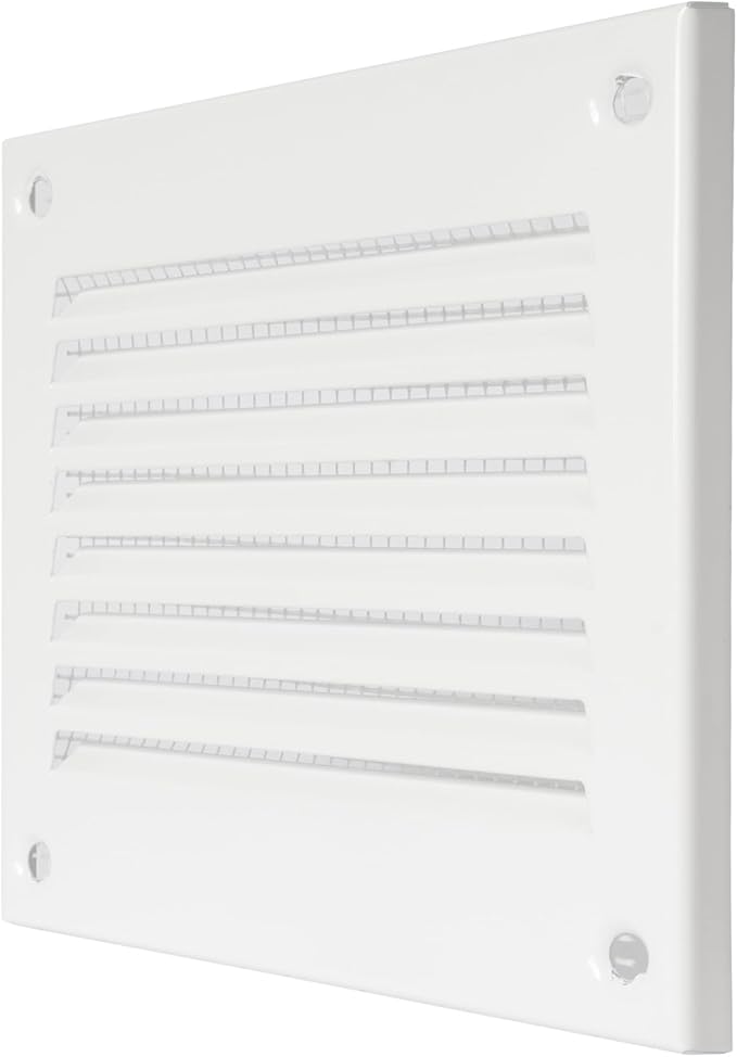 Repa Market 5-Pack 4x4 Inch Air Vent Cover/White Galvanized Steel Louvered Grill Cover with Mesh Screen/Wall or Ceiling Vent/Durable Flush Mount HVAC Register for Indoor and Outdoor Ventilation