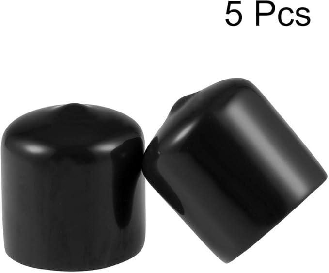 uxcell 5pcs Rubber End Caps 23mm ID Vinyl Round Tube Bolt Cap Cover Screw Thread Protectors Black