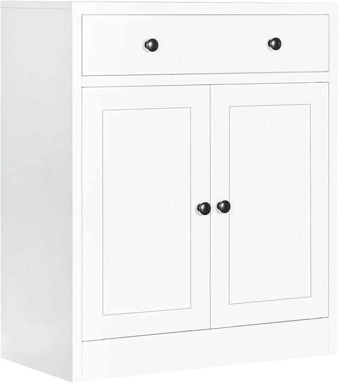 BESFUR Metal Storage Cabinet with Doors and 1 Drawer, 32” Metal Cabinet for Classroom, Home and Office - White