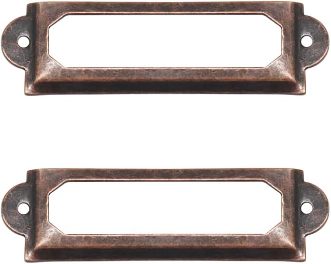 40-Pack Office Library File Drawer Cabinet Card Tag Label Holder Metal Frame (Antique Copper)