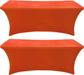 SEPARO 2 Pack 6 Ft Orange Table Cover Fitted Rectangular Tablecloth Stretchable Fabric Table Cloth 6 ft Wrinkle-Free for Party Tradeshows Banquet Weddings Cocktail