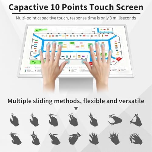 22" LCD Digital Signage Kiosk with Capacitive Touch Screen, K-Style Stand for Mall Navigation, Self-Ordering, Advertising - Black Display Solution