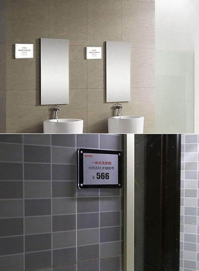 5 Pack Acrylic Label Holder Price Tag Displays Sign Holder with 3M Tape Adhesive Wall Mount Sign Stand (Transparent 120*80mm/4.72*3.15 inches)