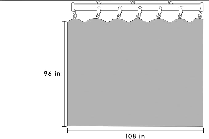 Room Divider Blackout Curtains Flexible Sliding Tracks Sets Ceiling Mounted Rod Window Curtain Privacy Separation for Bedroom Living Rooms,1 Panel Gray White Drape and Black Track Set-W108xH96 in