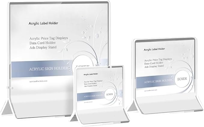 Acrylic Sign Holder Price Tag Displays Table Top Sign Stand (A：150*150mm/5.9*5.9 inches)