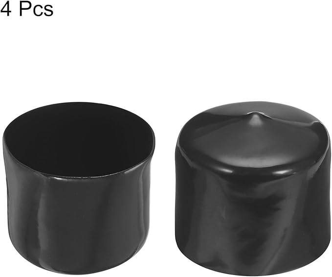 uxcell 4pcs Rubber End Caps 47mm ID Vinyl Round End Cap Cover Screw Thread Protectors Black, 40mm Height
