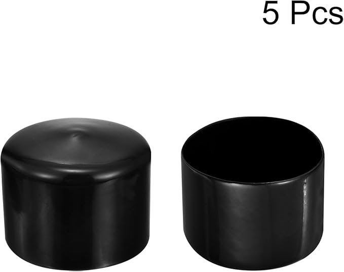 uxcell 5pcs Rubber End Caps 2 1/4"(58mm) ID Vinyl PVC Round Tube Bolt Cap Cover Screw Thread Protectors Black