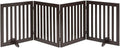 unipaws 24" H Free Standing Pet Gate for Dog Cat, Wooden Dog Gates for Doorway, Stairs, Step Over Foldable Pet Fence for The House, Expandable Dog Barrier, Indoor Use, Espresso