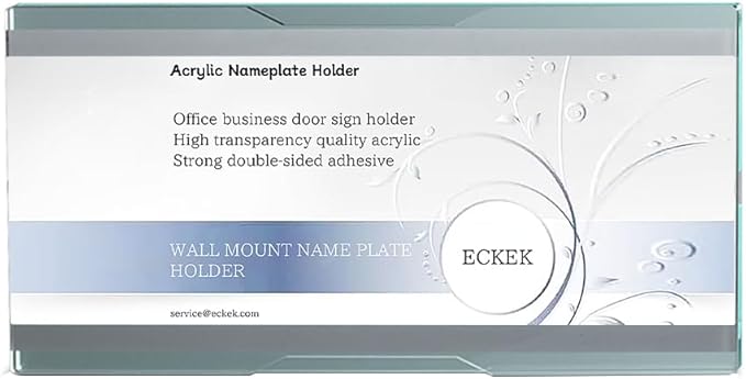 Wall Mount Acrylic Nameplate Holder Office Business Door Sign Holder with Adhesive Tape (11.02×2.95inches/28×7.5cm)