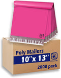 POLYSELLS 2000 pcs 10x13 Inches Pink Poly Mailers Shipping Envelopes, Strong Adhesive Sealing, Waterproof, and Tear-resistant Postal Mailing Bags for Clothing, Books, and Accessories