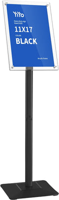 YIYO Sign Stand Poster Stand，adjustable heavy duty pedestal Sign Holder Floor Stand，acrylic frame floor standing for display menu 11 * 17 inch，Black (acrylic frame 11 * 17 Black)
