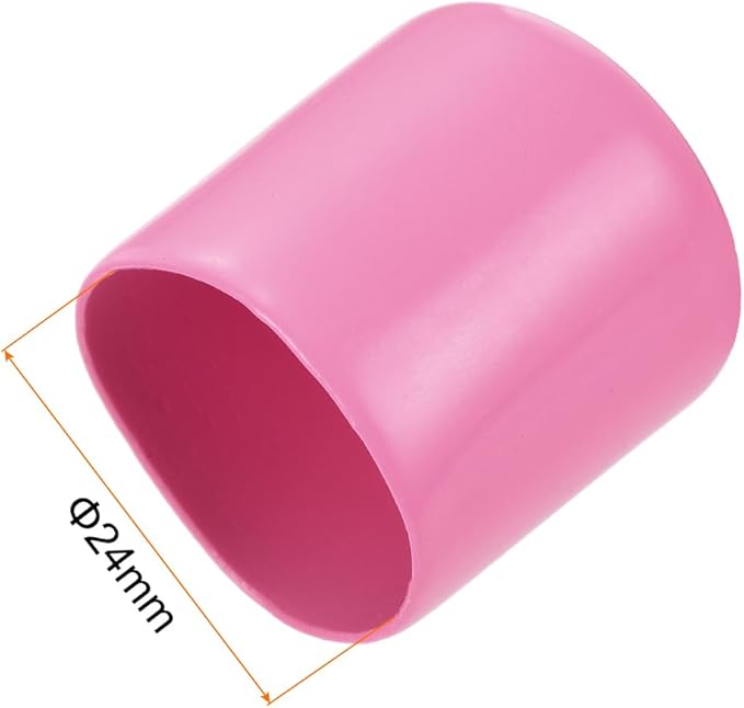 uxcell 10pcs Rubber End Caps 24mm ID Vinyl Round End Cap Cover Screw Thread Protectors Pink