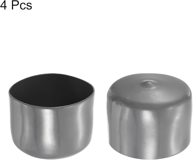 uxcell 4pcs Rubber End Caps 58mm ID Vinyl Round End Cap Cover Screw Thread Protectors Dark Grey, 40mm Height