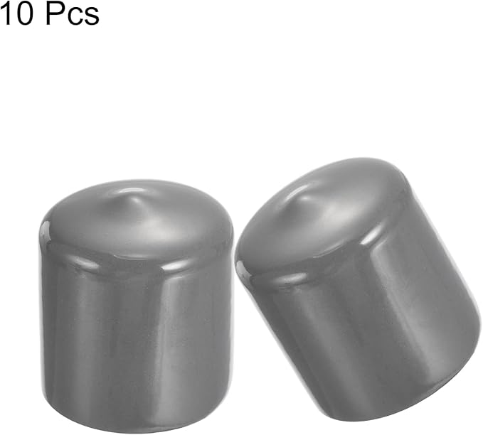 uxcell 10pcs Rubber End Caps 30mm ID Vinyl Round End Cap Cover Screw Thread Protectors Dark Grey