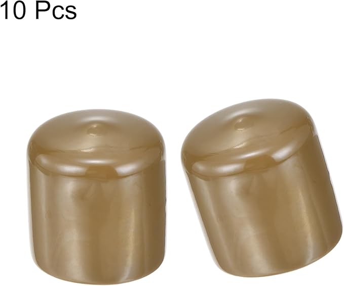 uxcell 10pcs Rubber End Caps 39mm(1 1/2") ID Vinyl Round End Cap Cover Screw Thread Protectors Light Brown
