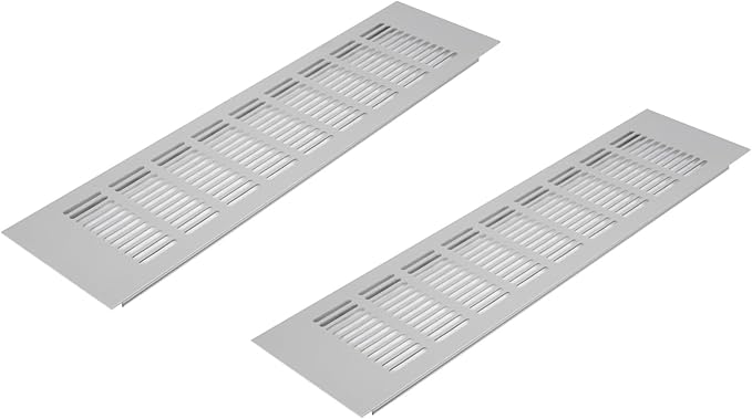 Vent Systems 15.75 x 3.94 (Outer Size) Air Supply Ventilation Grille - Pack of 2 - Silver Aluminum Rectangle Intake/Exhaust Door Vent Deflector - HVAC for Home Improvement Floor, Wall Duct Cover