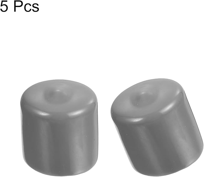 uxcell 5pcs Rubber End Caps Protective Caps 26mm ID Vinyl PVC Round Tube Bolt Cap Cover Screw Thread Protectors Light Gray