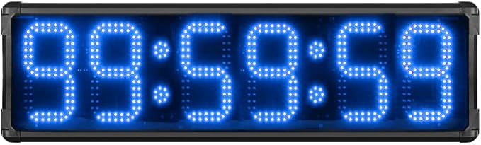 AZOOU 8-inch Double Sided Hours Minutes Seconds LED Race Timing Clock Support Countdown/up Timer Running Events Countdown/up with Tripod Blue Color