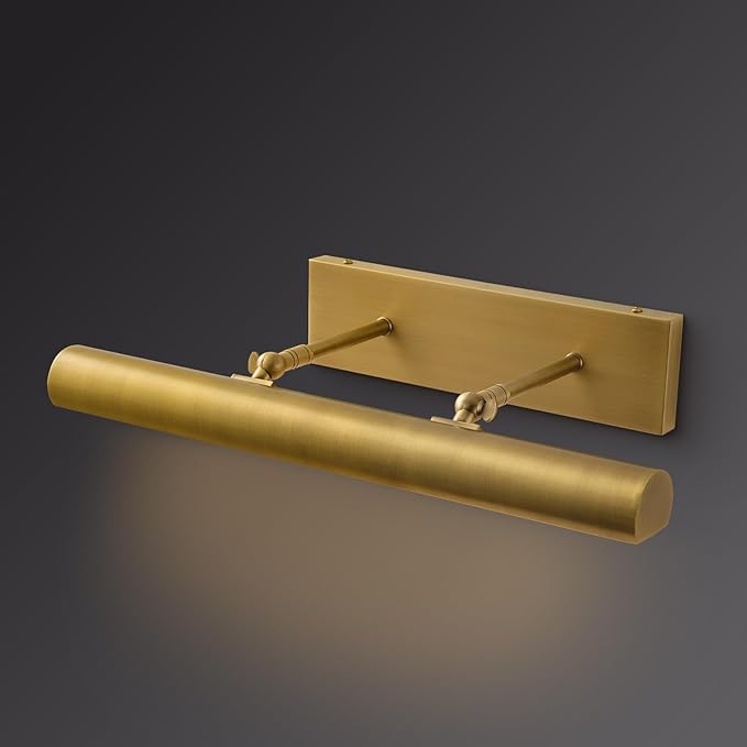 Picture Light, 30 inch Brass Picture Lights for Wall,Hardwired Brushed Gold Picture Lights,270° Rotatable Art Lights, 4-Light Picture Frame Light for Painting Display Artwork Portrait No Bulbs