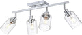 4-Light Track Lighting Kit Ceiling Kitchen Track Lighting Fixtures Chrome Bathroom Vanity Wall Lights with Clear Glass Multi-Directional Rotating Tracking Light Heads Spotlight for Accent Shop