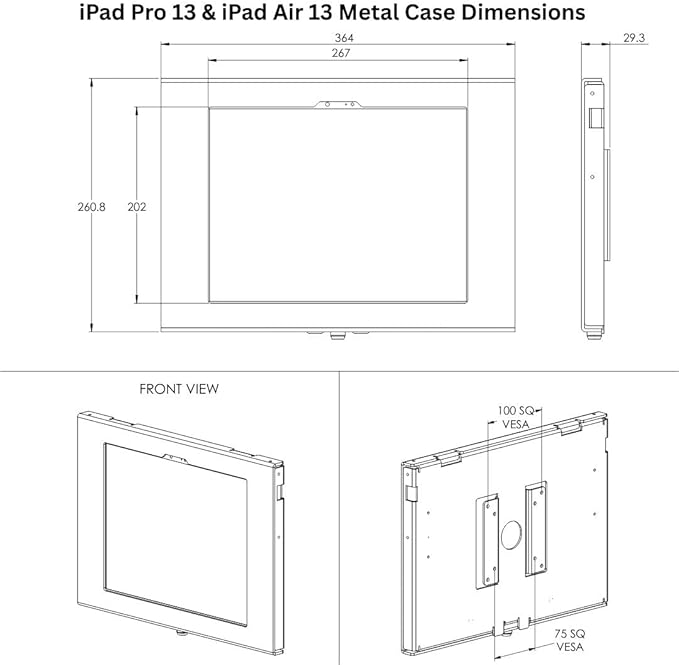 TABcare Locking Anti-Theft Metal Case for iPad Pro 13" M4 2024 M5 2025 for Kiosk, POS, Store, Show Display, Time Clock (White)