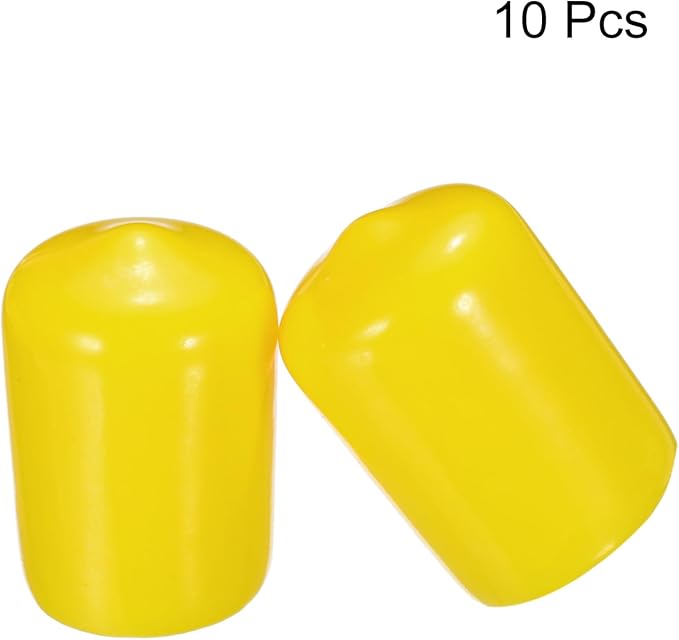 uxcell 10pcs Rubber End Caps 15mm ID Vinyl Round End Cap Cover Screw Thread Protectors, Yellow