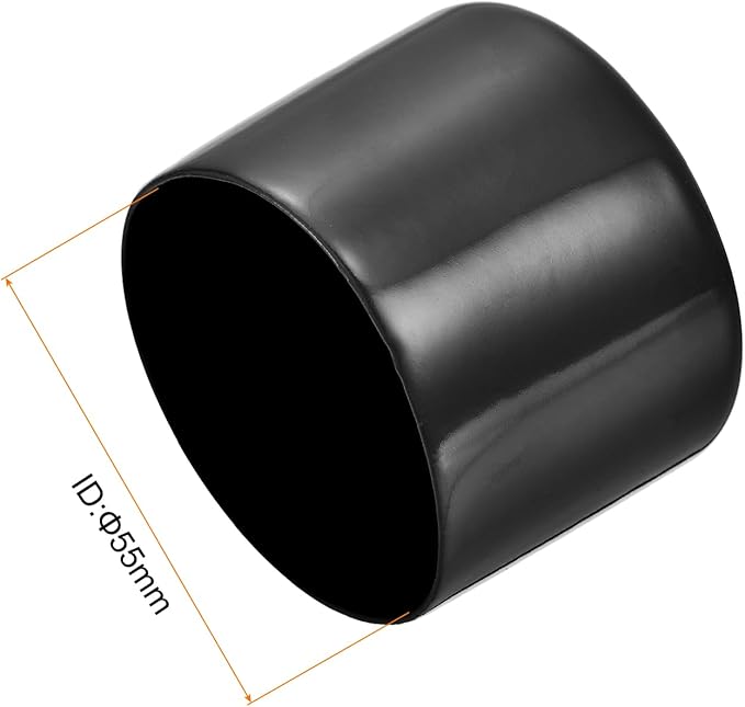 uxcell 5pcs Rubber End Caps 2 3/16"(55mm) ID Vinyl PVC Round Tube Bolt Cap Cover Screw Thread Protectors Black