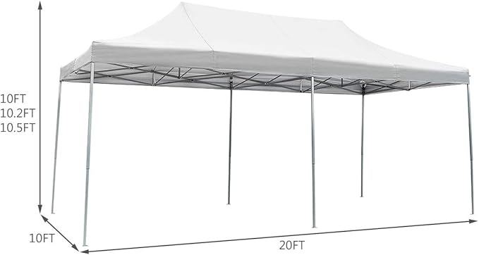 Tangkula 10’ X20’ Carport Tent Pop Up, Commercial Instant Canopy with Tent Peg, Waterproof Wedding Canopy with Wind Rope, Outdoor Shelter Pavilion for Parties Camping, Gazebo with Carry Bag