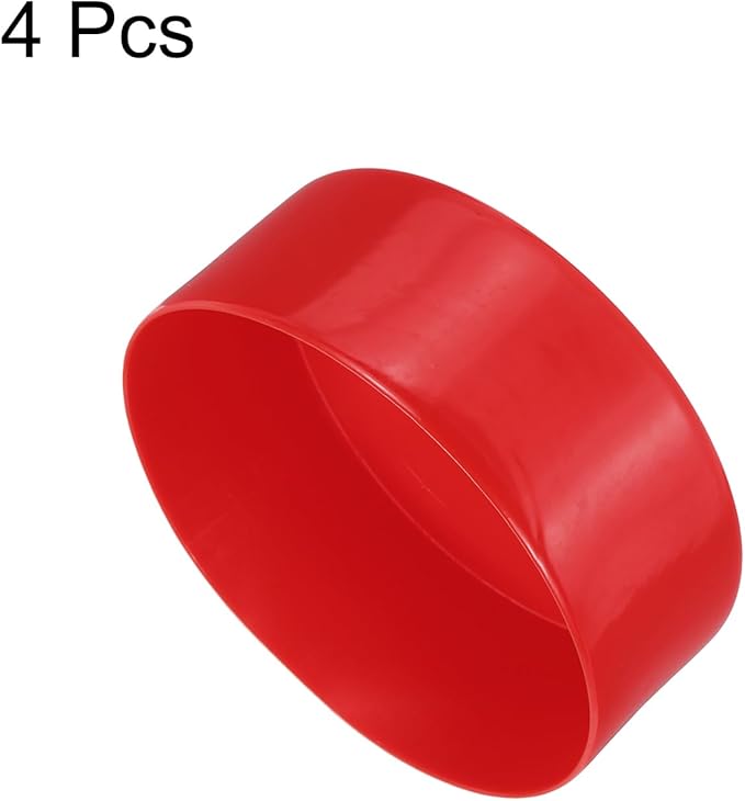 uxcell 4pcs Rubber End Caps 5 1/8"(130mm) ID Vinyl Round End Cap Cover Screw Thread Protectors Red, 50mm Height