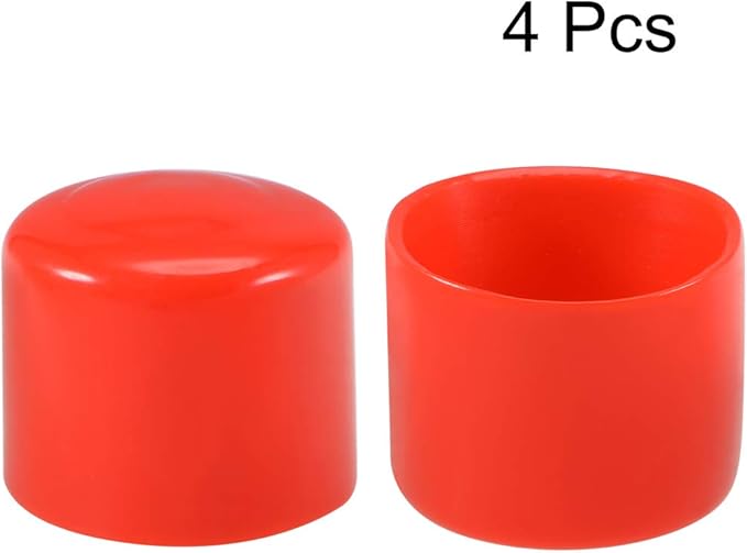 uxcell 4pcs Rubber End Caps 40mm ID Vinyl Round End Cap Cover Screw Thread Protectors Red, 40mm Height
