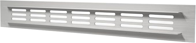 Vent Systems 11.81 x 1.57 (Outer Size) Rectangular Door Vent - Silver Aluminum Vent Cover, Toe Kick Vent Cover - HVAC for Home Improvement Cabinet Vent - Intake/Exhaust Door Return Air Vent