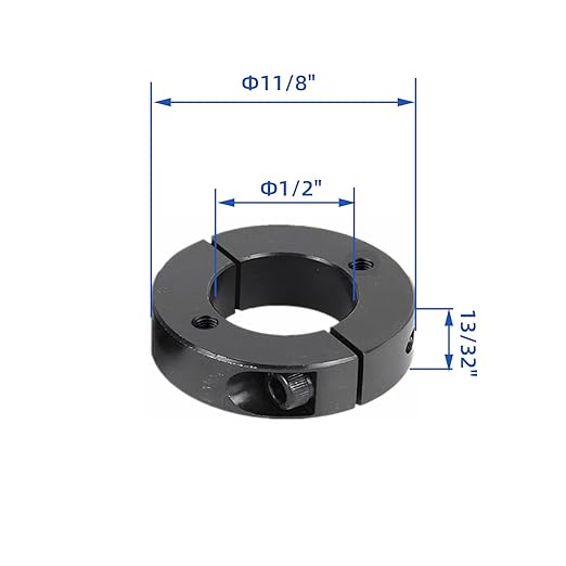 (4-Pack) Shaft Collar 1/2" Bore, 1045 Steel Double Split Clamp-On Shaft Collars Style, 1-1/8" OD, 13/32" Thickness, with M4 Set Screws