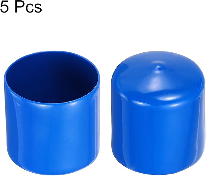 uxcell 5pcs Rubber End Caps 40mm(1.6 Inch) ID Vinyl PVC Round Tube Bolt Cap Cover Screw Thread Protectors Blue