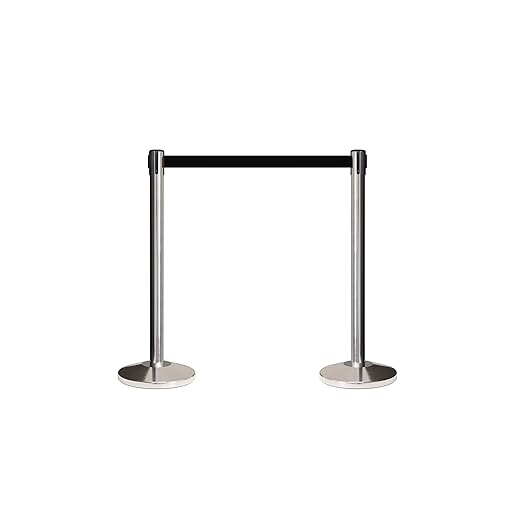 CCW Set of 2 Retractable Belt Barriers Stanchion, Polished Stainless Steel Post, RBB-100 (9 Foot Belt, Green and White Diagonal Belt)