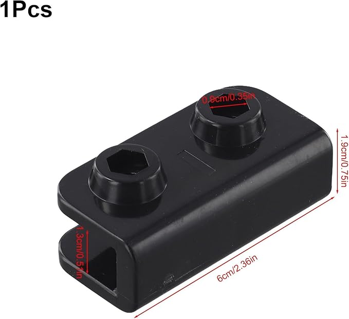 Replacement Connector for Pop-Up Gazebo, Rectangular Bracket Set Compatible with Tent Gazebo, 2-Way Fit, Black, Fits Glass Fiber Support Pole, 1/4 Pack(1Pc)