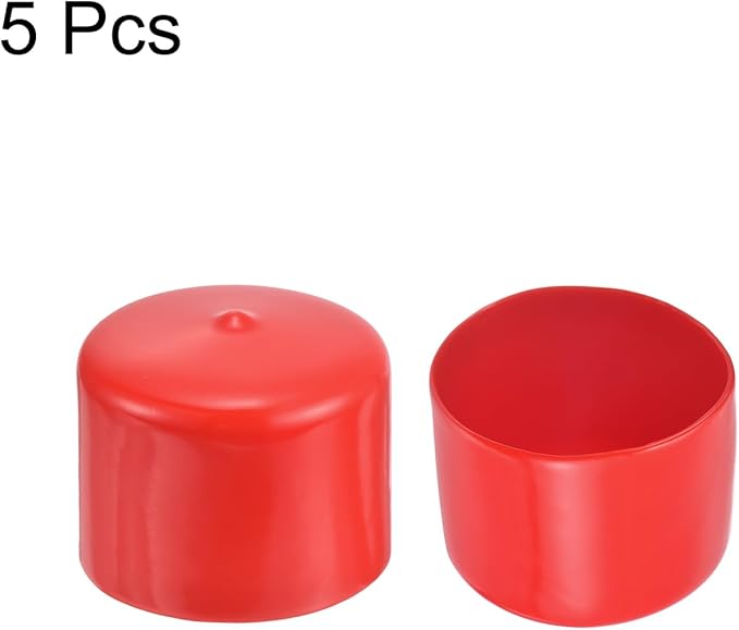 uxcell 5pcs Rubber End Caps 2 3/16"(56mm) ID Vinyl PVC Round Tube Bolt Cap Cover Screw Thread Protectors Red