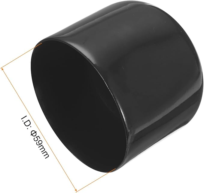 uxcell 4pcs Rubber End Caps 59mm ID Vinyl Round End Cap Cover Screw Thread Protectors Black, 40mm Height