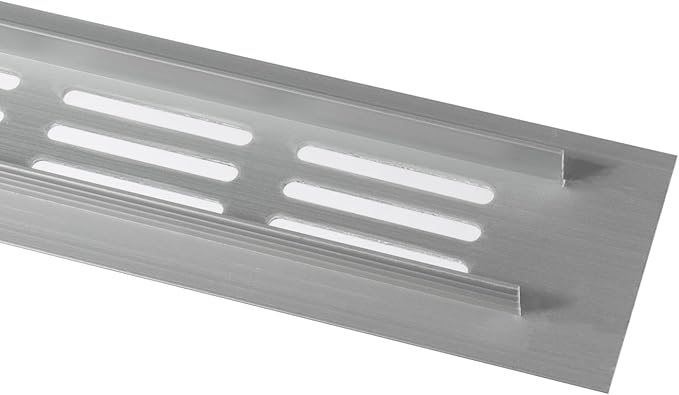 Vent Systems 11.81 x 1.57 (Outer Size) - Pack of 2 - Rectangular Door Vent - Silver Aluminum Vent Cover, Toe Kick Vent Cover - HVAC for Home, Cabinet Vent - Intake/Exhaust Door Return Air Vent