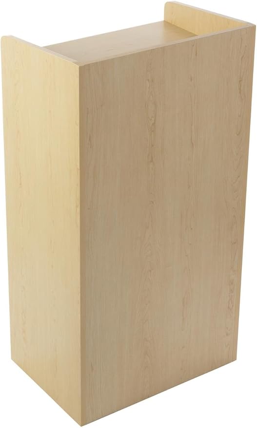 Displays2go Hostess Station, Hidden Wheels, Adjustable Shelf, Maple (LCKDPHSMP)