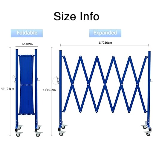 GYMTIME Expandable Metal Barricade, Portable Safety Barrier with Casters, Flexible Mobile Barrier Gate, Adjustable Temporary Fence for Garden Indoor,Airport,School, 8 Feet, Blue