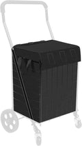 Kiffle Shopping Cart Liner（Without Trolley）, 14.7" X 13.2" X 20" Square Bottom, Fits Grocery Cart, Cover and Adjustable Straps, Waterproof Oxford Cloth (Black)