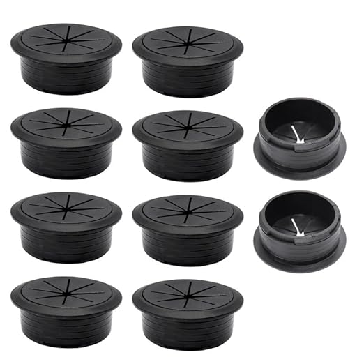 10 Pcs Desk Grommet 2" / 50 mm, Desk Hole Cover for Cables Black, Cable Grommet ABS Plastic, Desk Hole Grommet for Home & Office Pc, Detachable Cable Cord Organizer