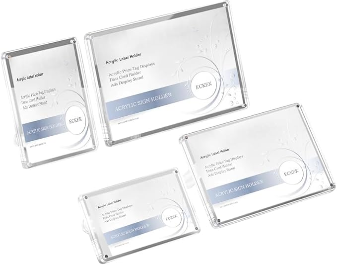 Acrylic Label Holder Price Tag Displays Sign Holder Data Card Holder Ads Display Stand (C: 100*70mm/3.94*2.76 inches)