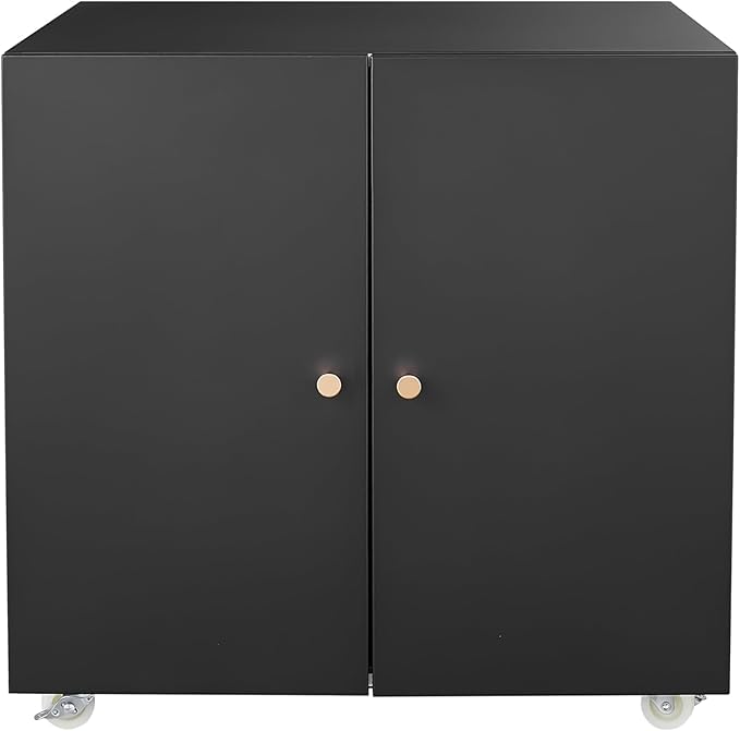 Print Mobile Printer Stand, Rolling Filing Cabinet, Lateral Office Filing Cabinet fits A4 or Letter Size for Home Office (Black, H23.62)