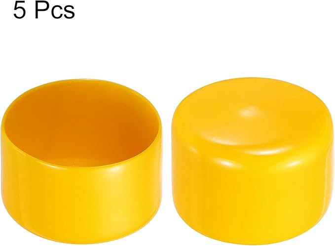 uxcell 5pcs Rubber End Caps 63mm(2.5 Inch) ID Vinyl PVC Round Tube Bolt Cap Cover Screw Thread Protectors Yellow
