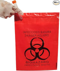100pcs 9x13in/23x33cm Stick-On Biohazard Infectious Red Waste Bags