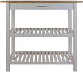 Island Oasis Solid Wood Kitchen Island with Drawer, Stainless Steel Towel Bar and Open Storage Multi-Purpose Prep Table for Home Kitchens Natural and White