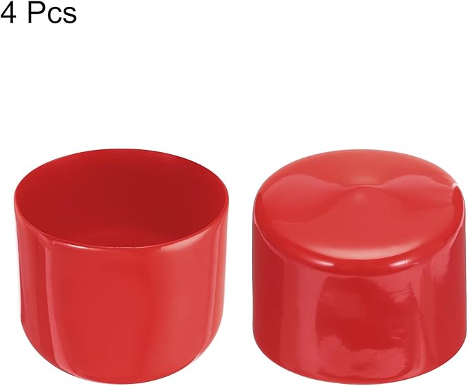 uxcell 4pcs Rubber End Caps 58mm ID Vinyl Round End Cap Cover Screw Thread Protectors Red, 40mm Height