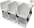 Storage Organizer Boxes,Wall Mount Storage Parts Rack,Stackable Shop Tool Bins for store Screws,Small Parts,Office Supplies and other Accessories White (6Pack-wh)